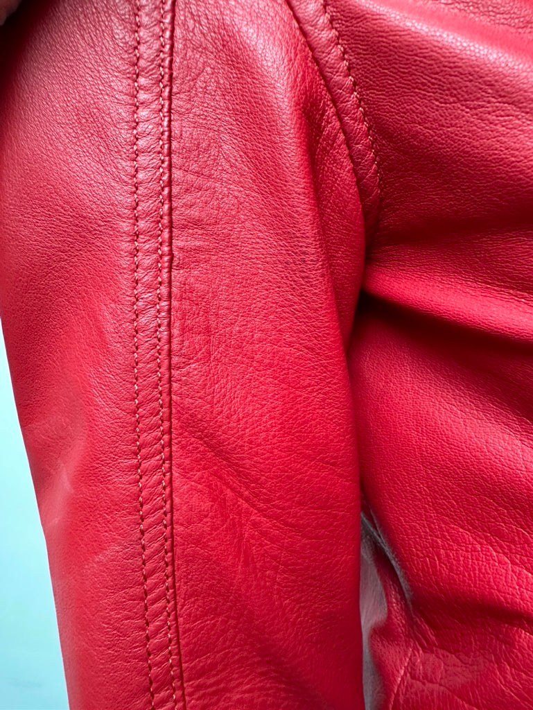 Hilfiger Denim - Jas - rood, leer, bikerstijl - XS