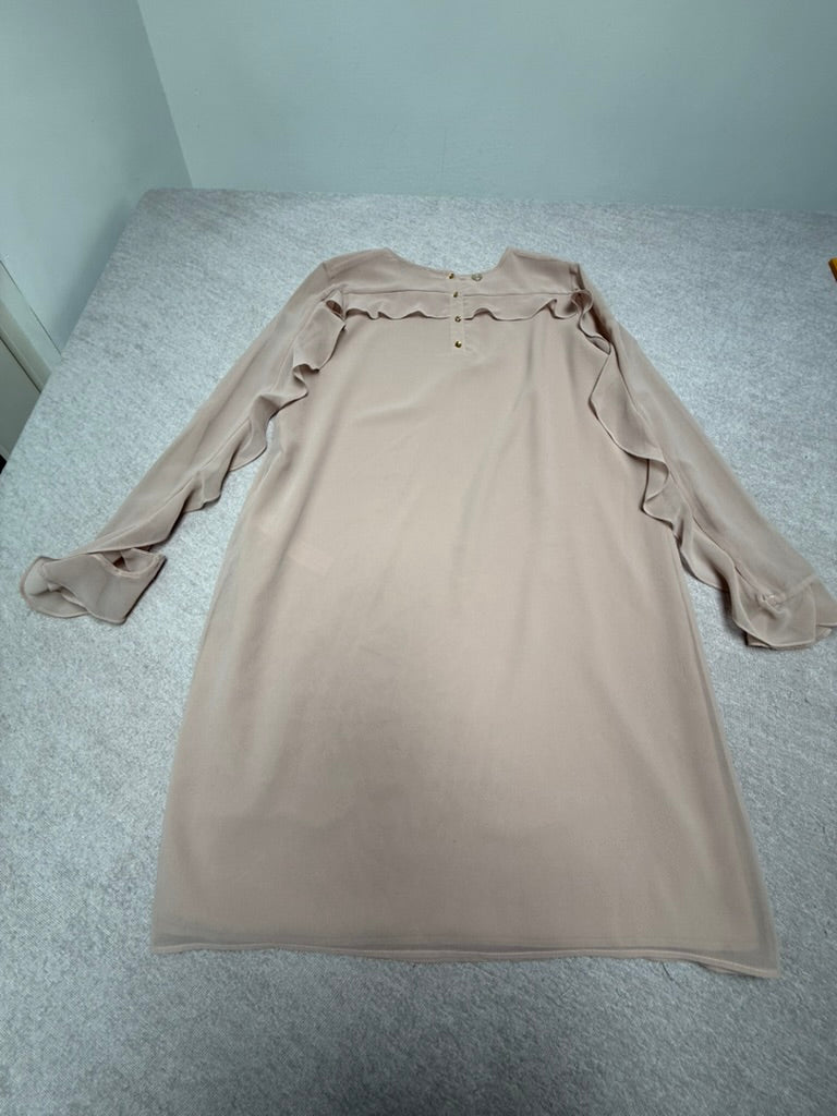 TWIN-SET Simona Barbieri - Jurk - beige, lange mouwen, rimpeldetail - M