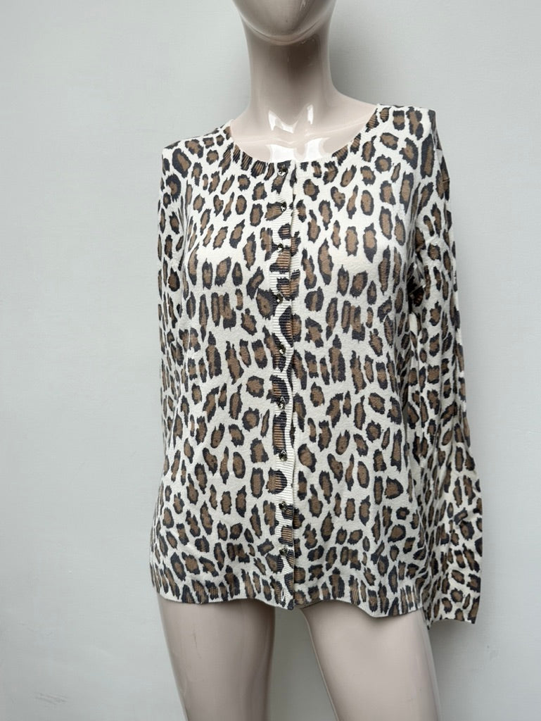 GERARD DAREL - Vest - panterprint, ronde hals, knoopsluiting - M