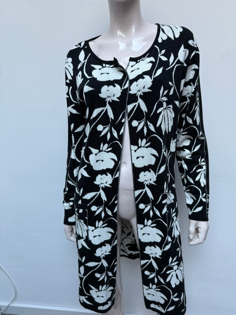 ZOSO - Vest - zwart-wit, bloemenprint, zonder sluiting - S