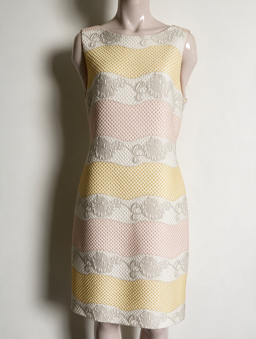 Sandro Ferrone - Jurk - pasteltinten, banenpatroon, mouwloos - XL