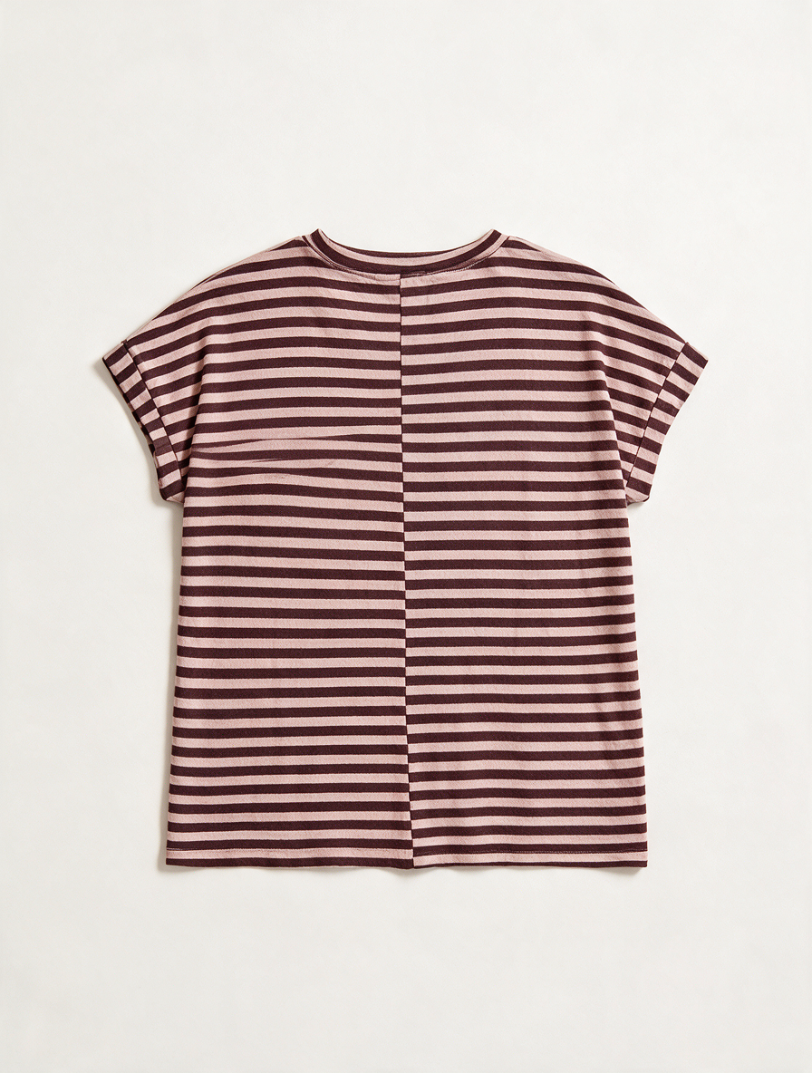 ARMEDANGELS - T-shirt - gestreept, bruin en roze, ronde hals - M