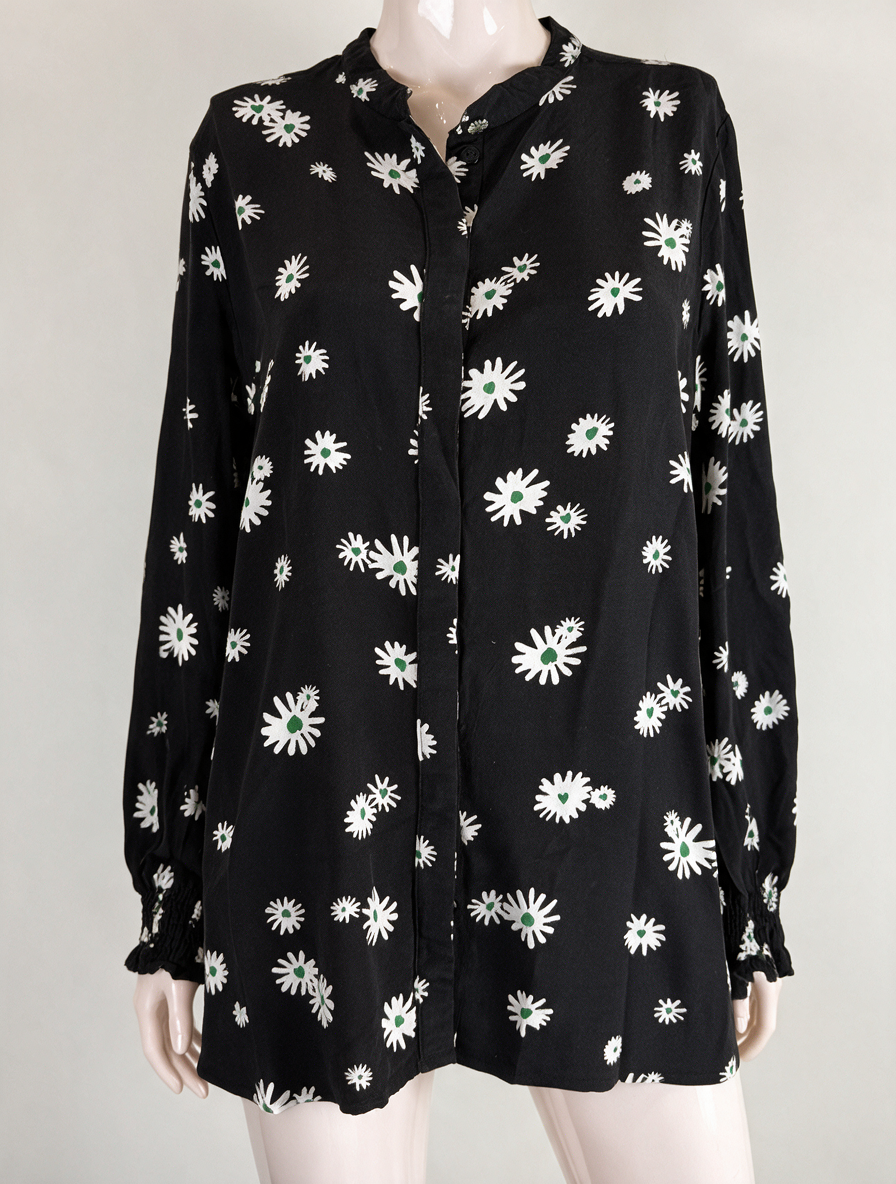 Fabienne Chapot - Blouse - zwart, madeliefjesprint, lange mouw - L