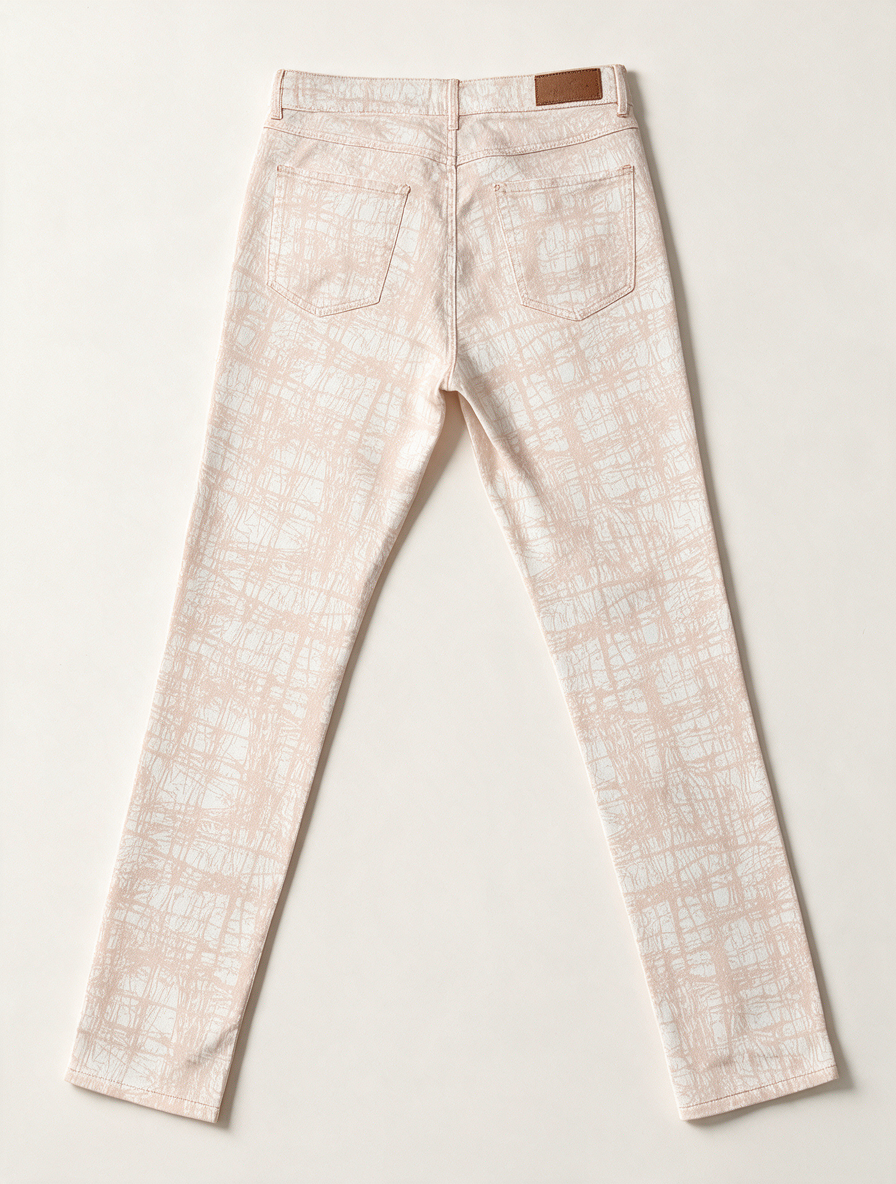 PARA MI - Broek - beige/wit/roze, abstract patroon, rechte pijp