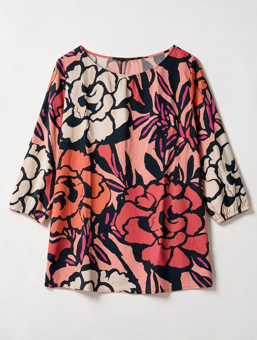 Betty Barclay - Tuniek - bloemenprint, roze/rood/oranje, driekwart mouw - M