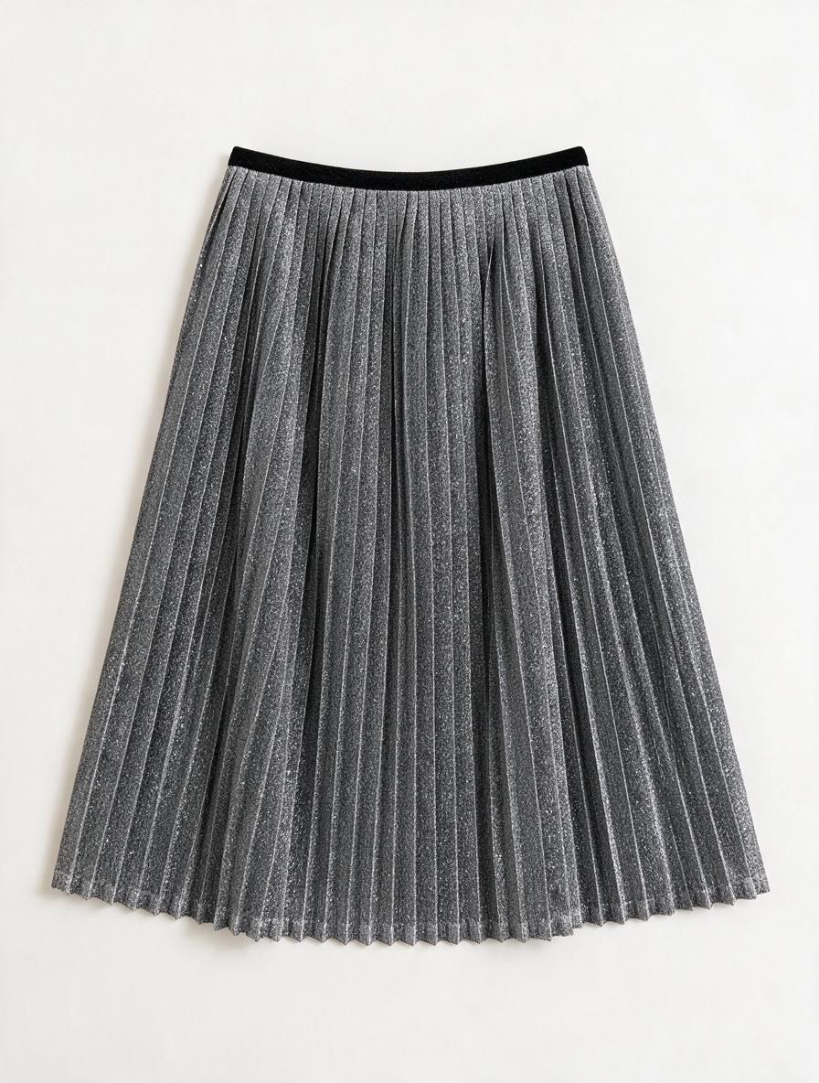 COSTES - Rok - zilver, plissé, glitter - L