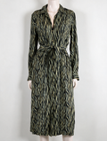 Garcia - Jurk - zebraprint, midi-lengte, ceintuur - S