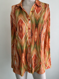 Angelle Milan - Blouse - oranje/groen/geel, all-over patroon, losvallend - XL