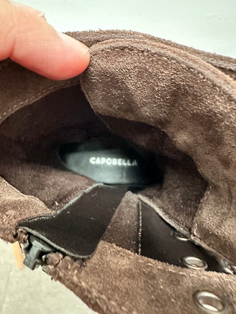 Capobella Enkellaarsjes - bruin suède, vetersluiting, halfhoog - S