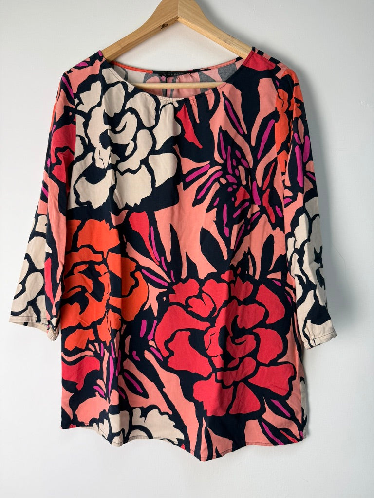 Betty Barclay - Tuniek - bloemenprint, roze/rood/oranje, driekwart mouw - M