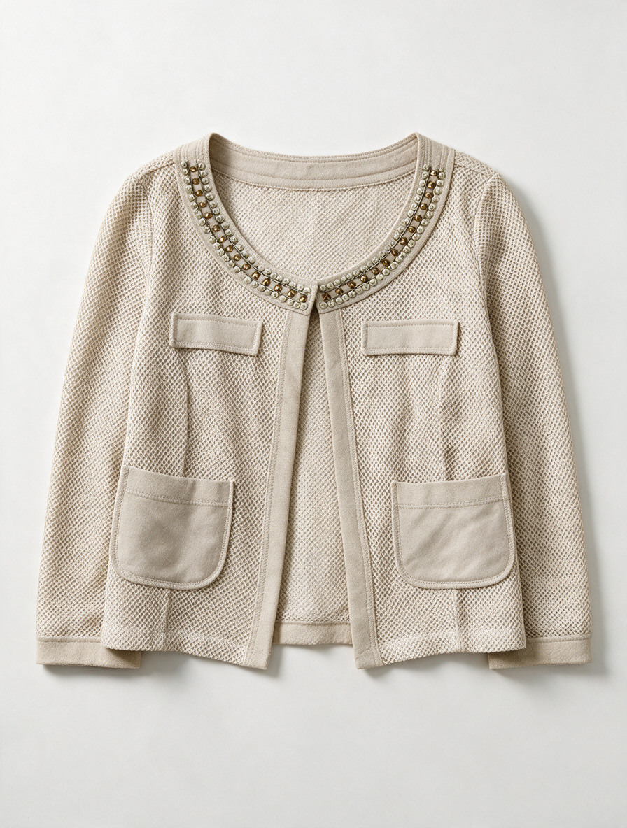 AIRFIELD - Vest - lichtbeige, opengewerkt mesh, zonder sluiting - S