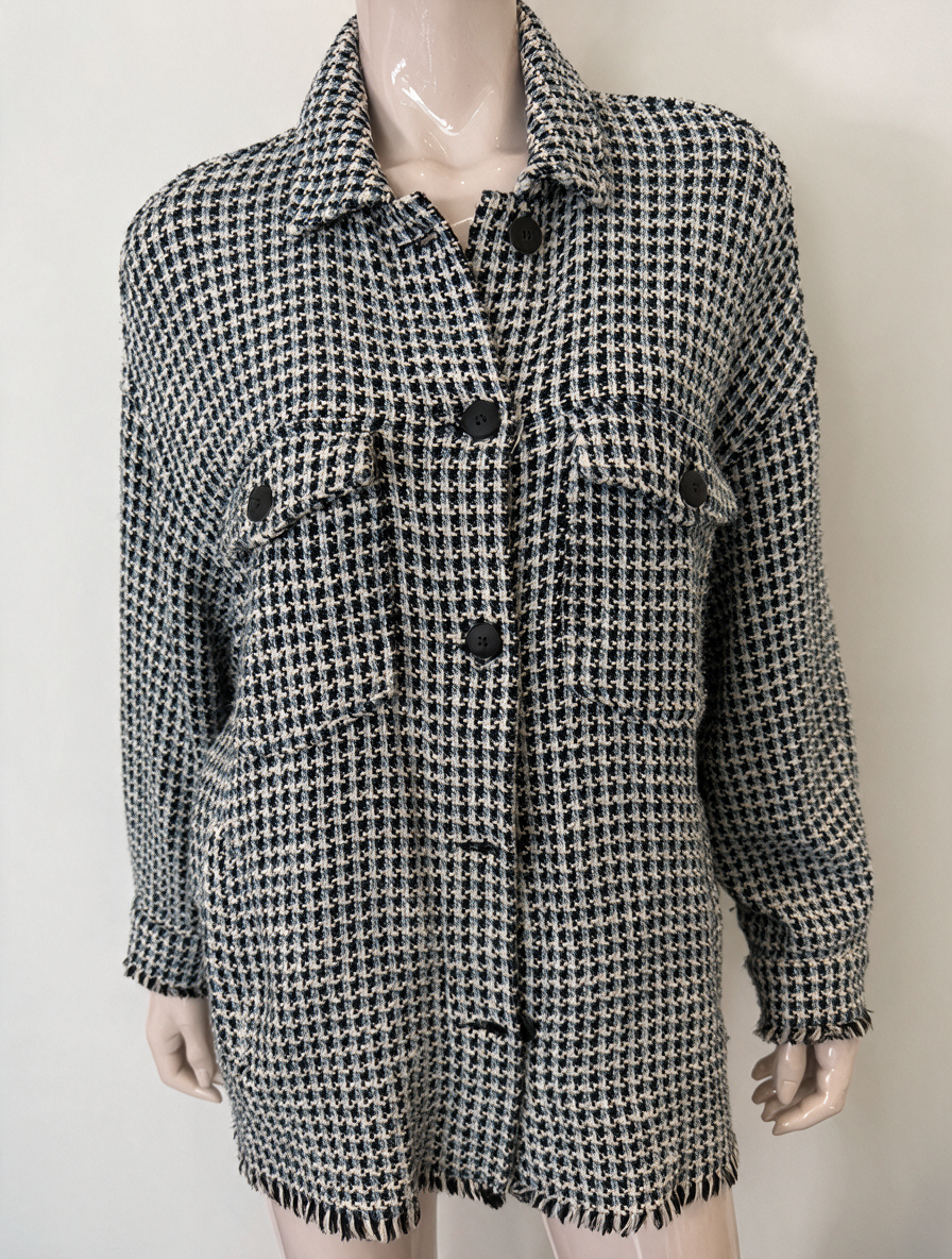 ZARA - Jas - pied-de-poule, oversized pasvorm, knoopsluiting - M