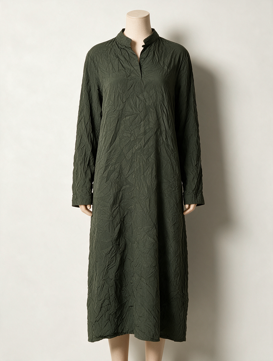 OSKA - Jurk - groen, kraagje, kreukelstructuur