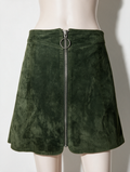 ZARA WOMAN - Rok - groen suède, doorlopende rits, kort model - S