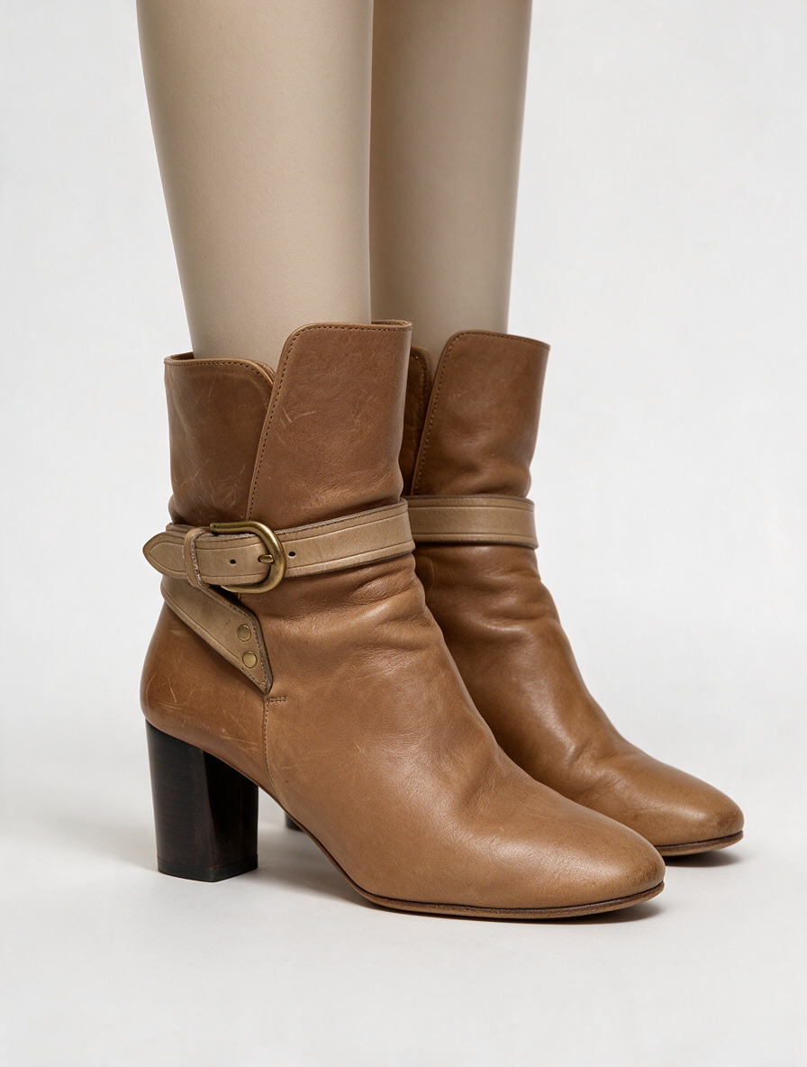 Isabel Marant - Enkellaars - bruin, blokhak, goudkleurige gesp