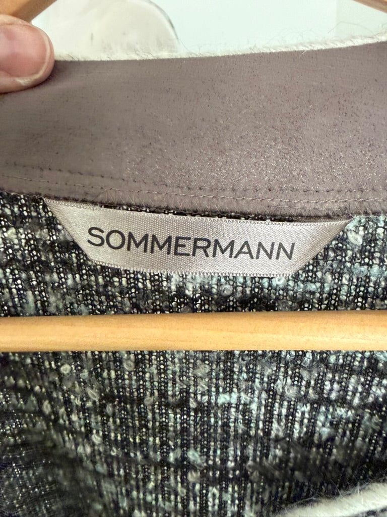 Sommermann - Blazer - grijs gemêleerd, knoopsluiting, ronde hals - XL