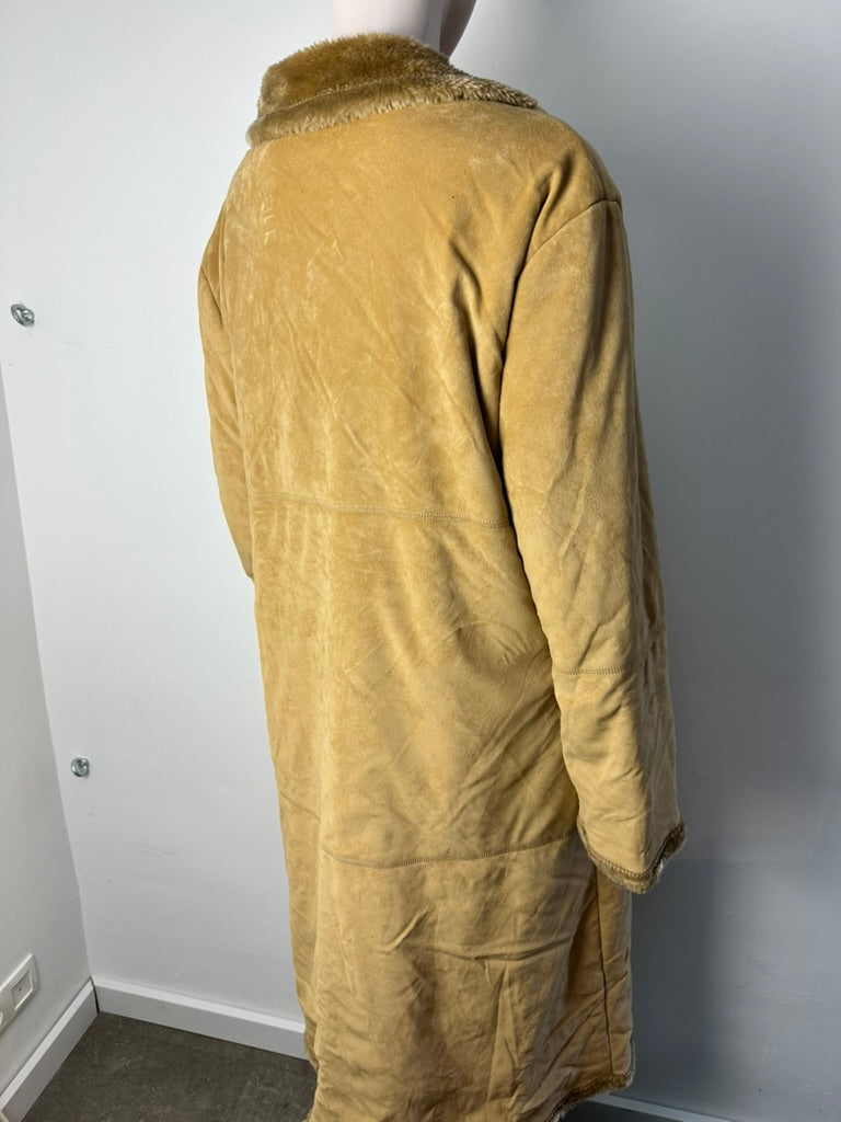 Tex beige lange jas met teddy voering maat XXL