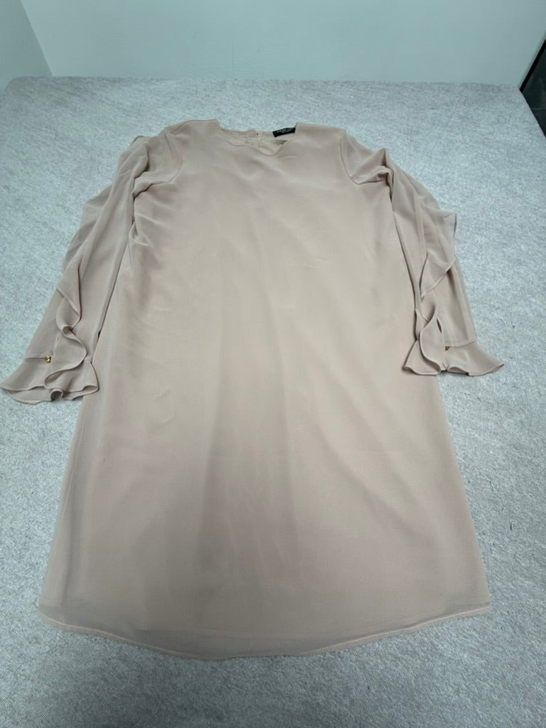 TWIN-SET Simona Barbieri - Jurk - beige, lange mouwen, rimpeldetail - M