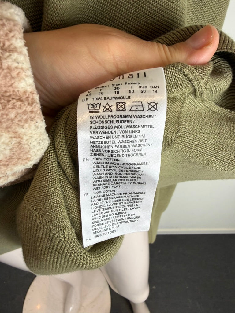 monari - Trui - olijfgroen, V-hals, strass steentjes - XL