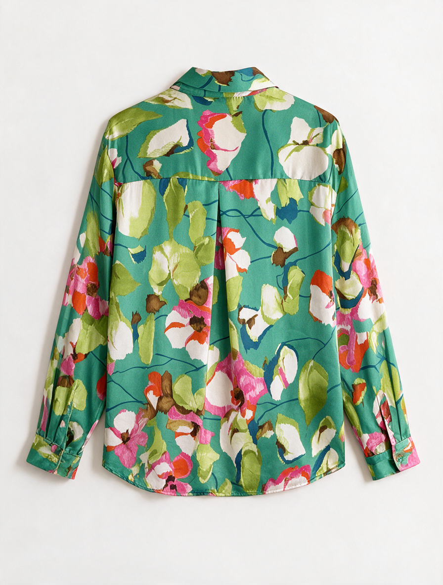 ZARA - Blouse - abstracte bloemenprint, meerkleurig, knoopsluiting - XL