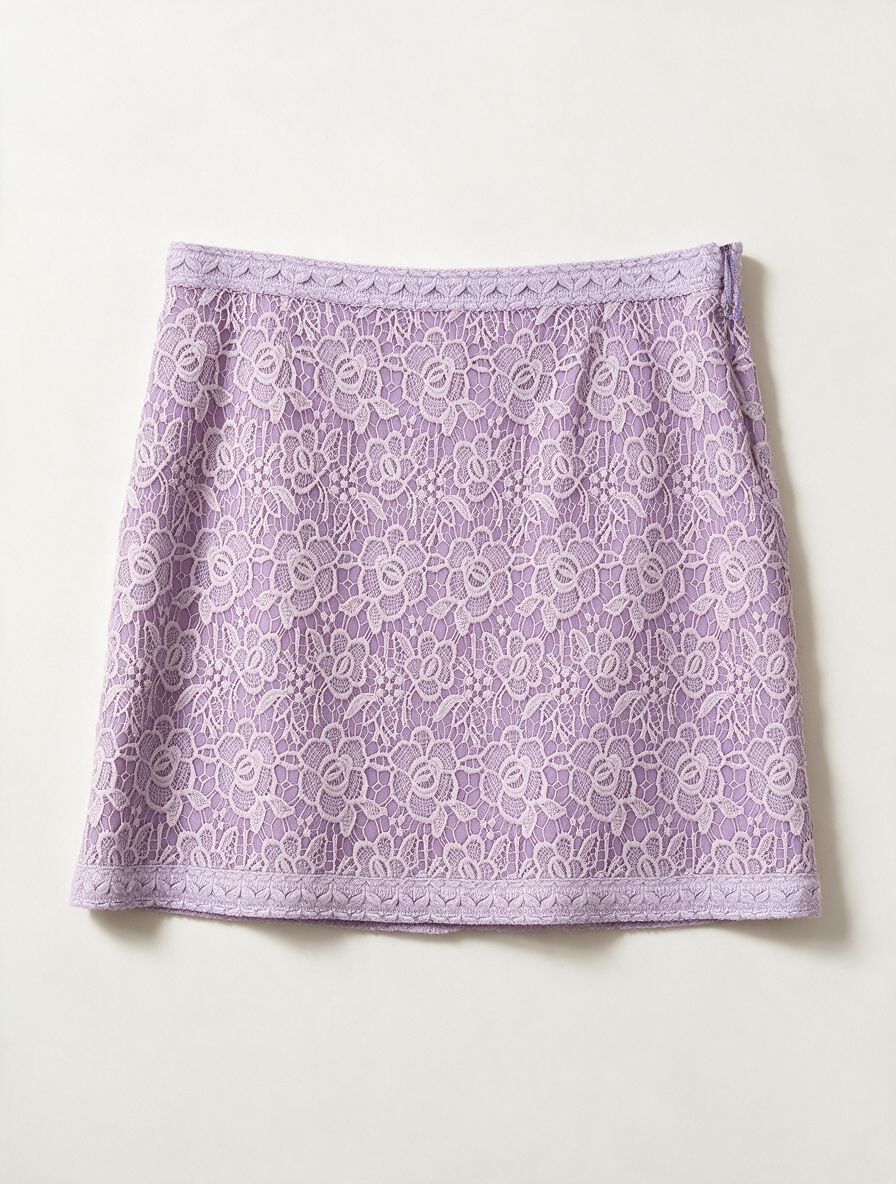 Edward Achour Paris - Rok - paars, kant met bloemenpatroon, gevoerd - L