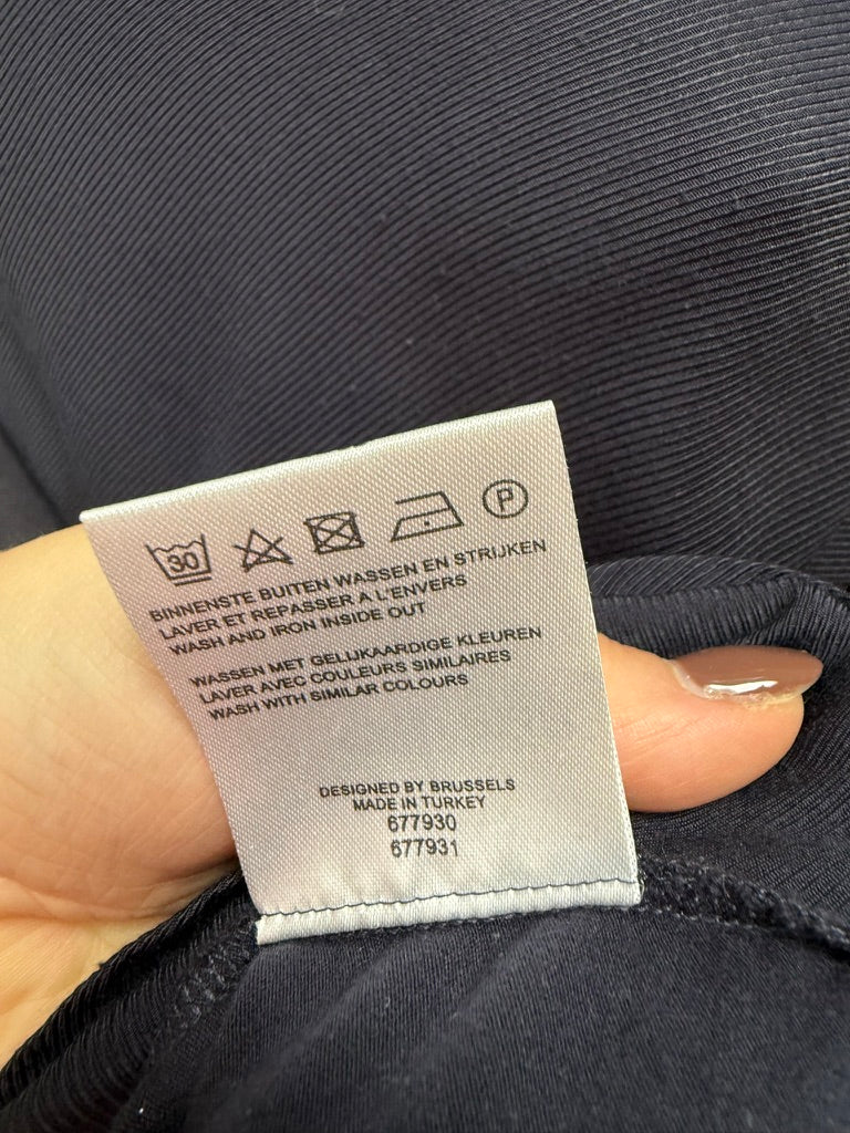 Mayerline - Blouse - donkerblauw, driekwartsmouwen, geplisseerde chiffon inzet - L
