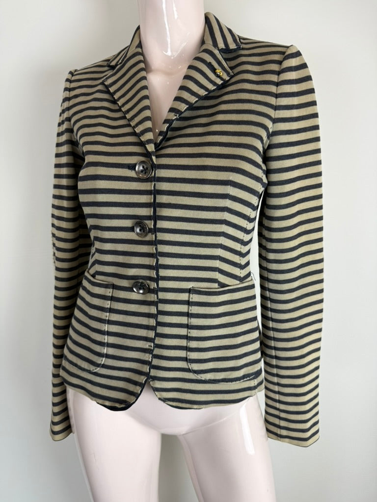 Blonde No.8 - Blazer - gestreept, beige en blauw, drie knopen - S
