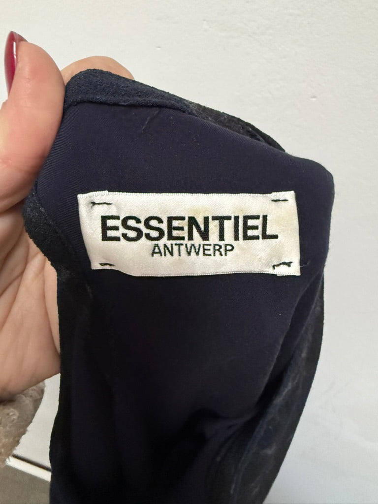 ESSENTIEL ANTWERP - Jurk - blauw, abstract bloemenpatroon, driekwart mouwen - L