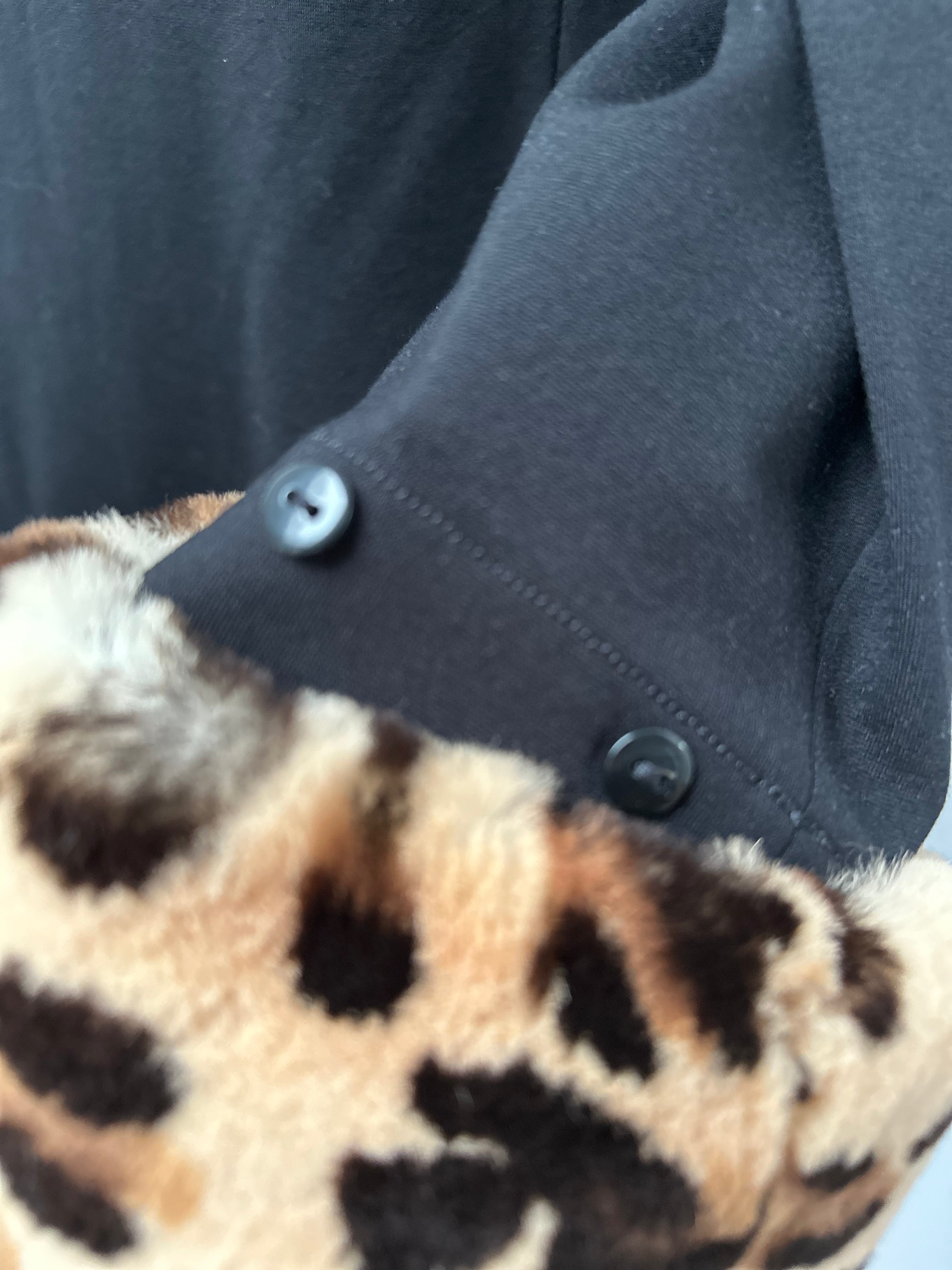 Blumarine zwarte jurk met bonten luipaard details maat 40