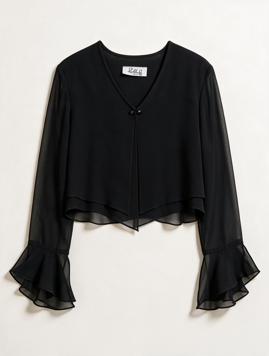 Ribkoff TRENDS - Blouse - zwart, transparant, uitlopende mouwen - M