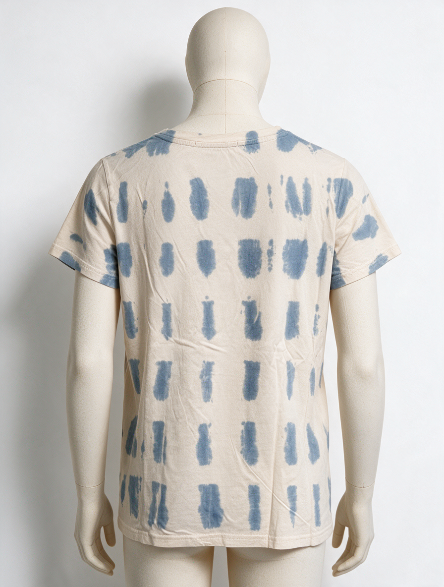 Second Female - T-shirt - tie-dye, crème en blauw, losse pasvorm - S