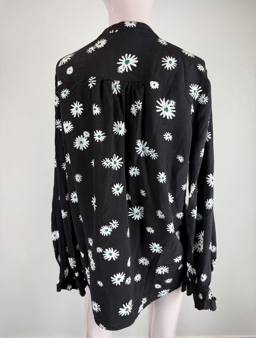 Fabienne Chapot - Blouse - zwart, madeliefjesprint, lange mouw - L