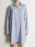 NOUS SOMMES LABELS - Jurk - blauw-wit gestreept, lange mouw, knoopsluiting voor - L