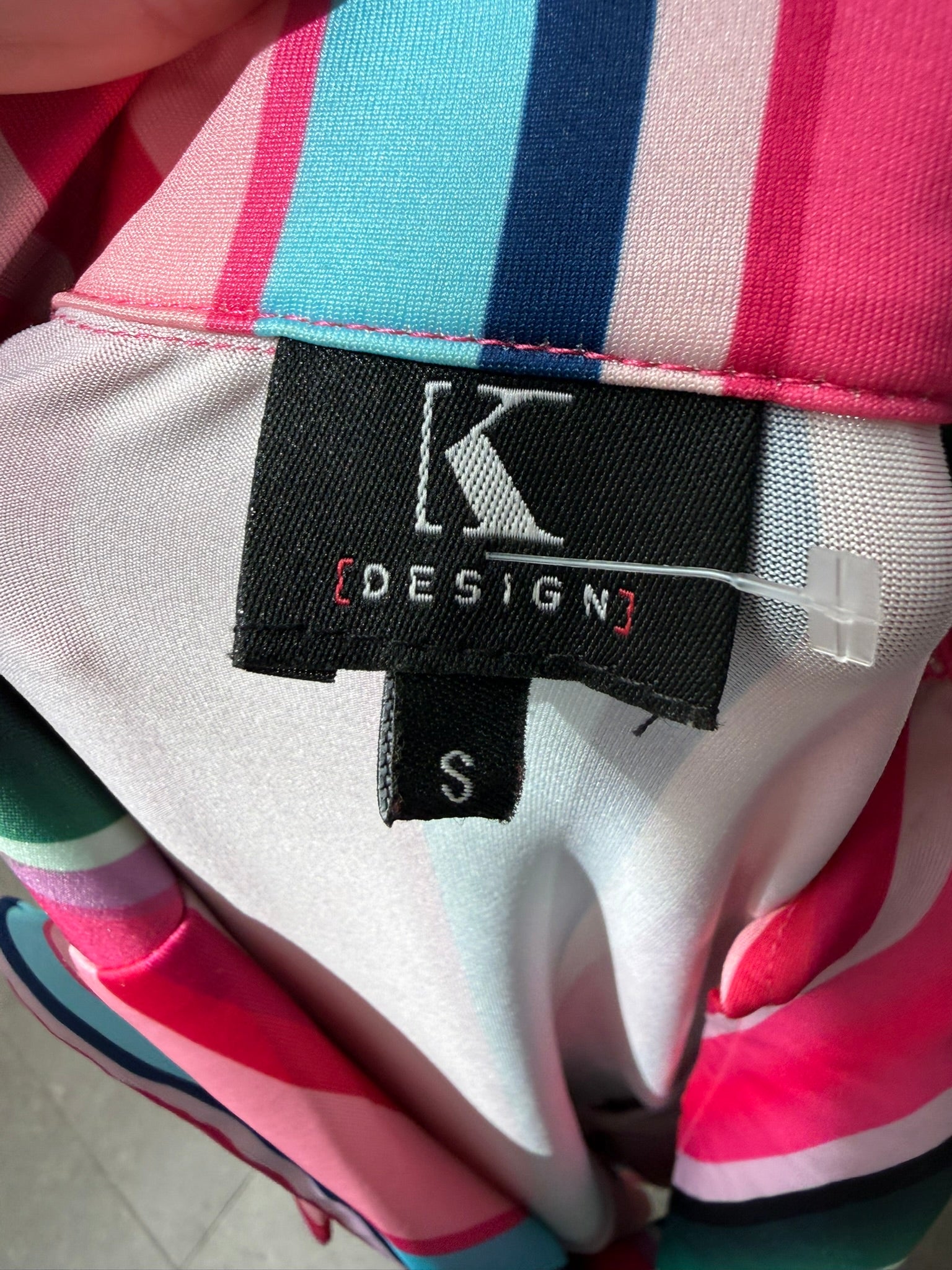 K Design - Jurk - gestreept, knoopsluiting voor, ceintuur maat S