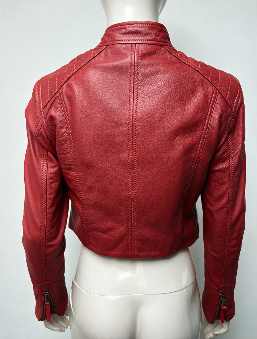 Hilfiger Denim - Jas - rood, leer, bikerstijl - XS