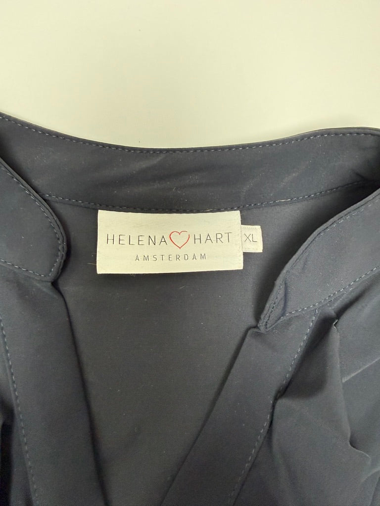 HELENA HART - Blouse - donkerblauw, ruches, opstaande kraag - XL