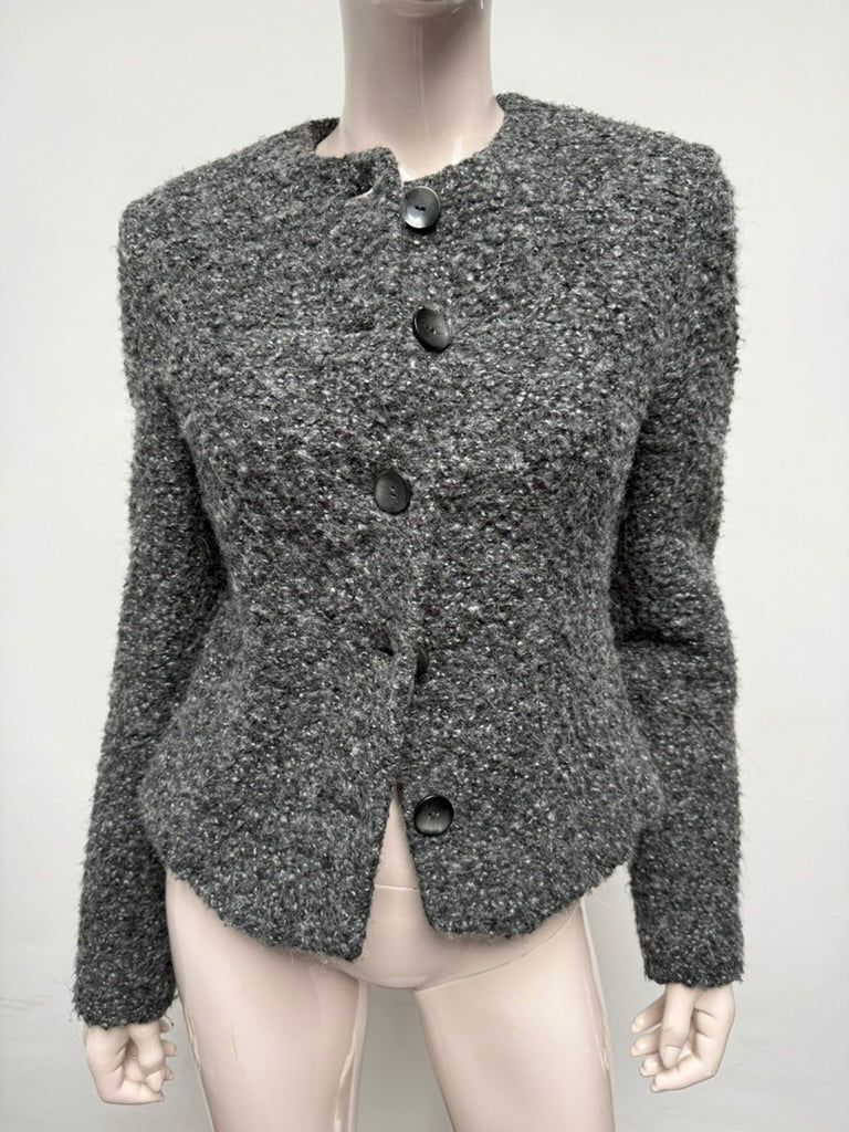 Claudia Sträter - Blazer - grijs, boucléstof, knoopsluiting - S