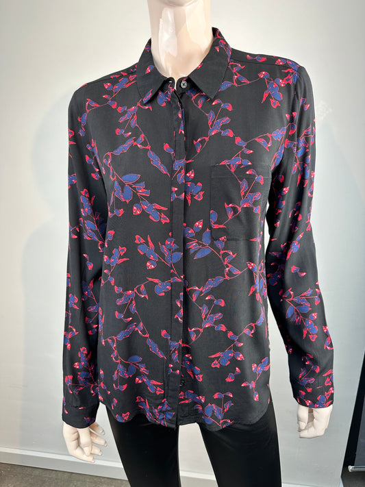 Modström zwarte gebloemde blouse maat S