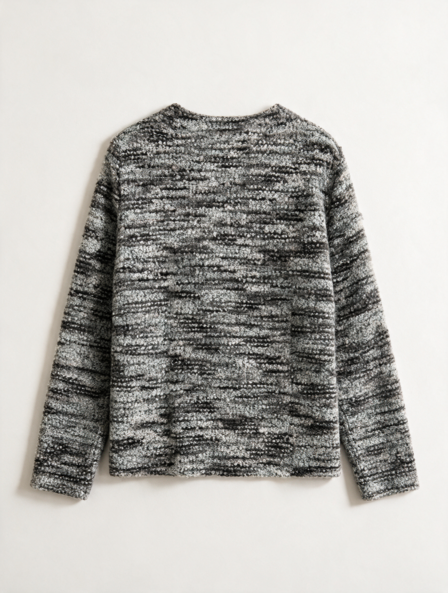 Sommermann - Blazer - grijs gemêleerd, knoopsluiting, ronde hals - XL