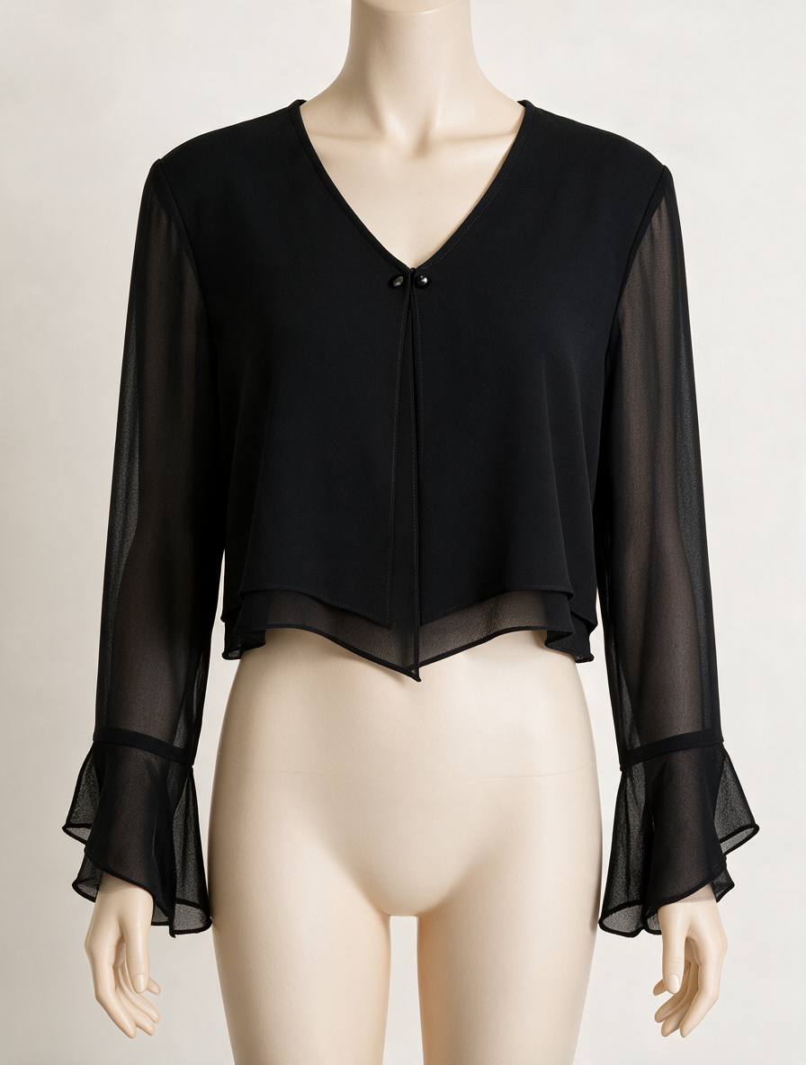 Ribkoff TRENDS - Blouse - zwart, transparant, uitlopende mouwen - M