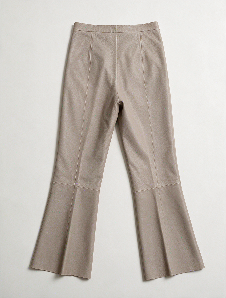Dante6 - Broek - beige, stretchleer, uitlopende pijpen