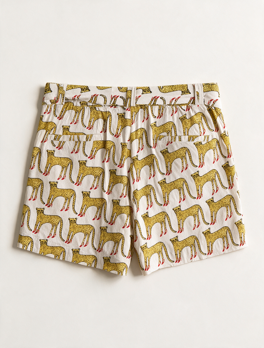FABIENNE CHAPOT - Short - dierenprint, elastische tailleband, strikceintuur - S