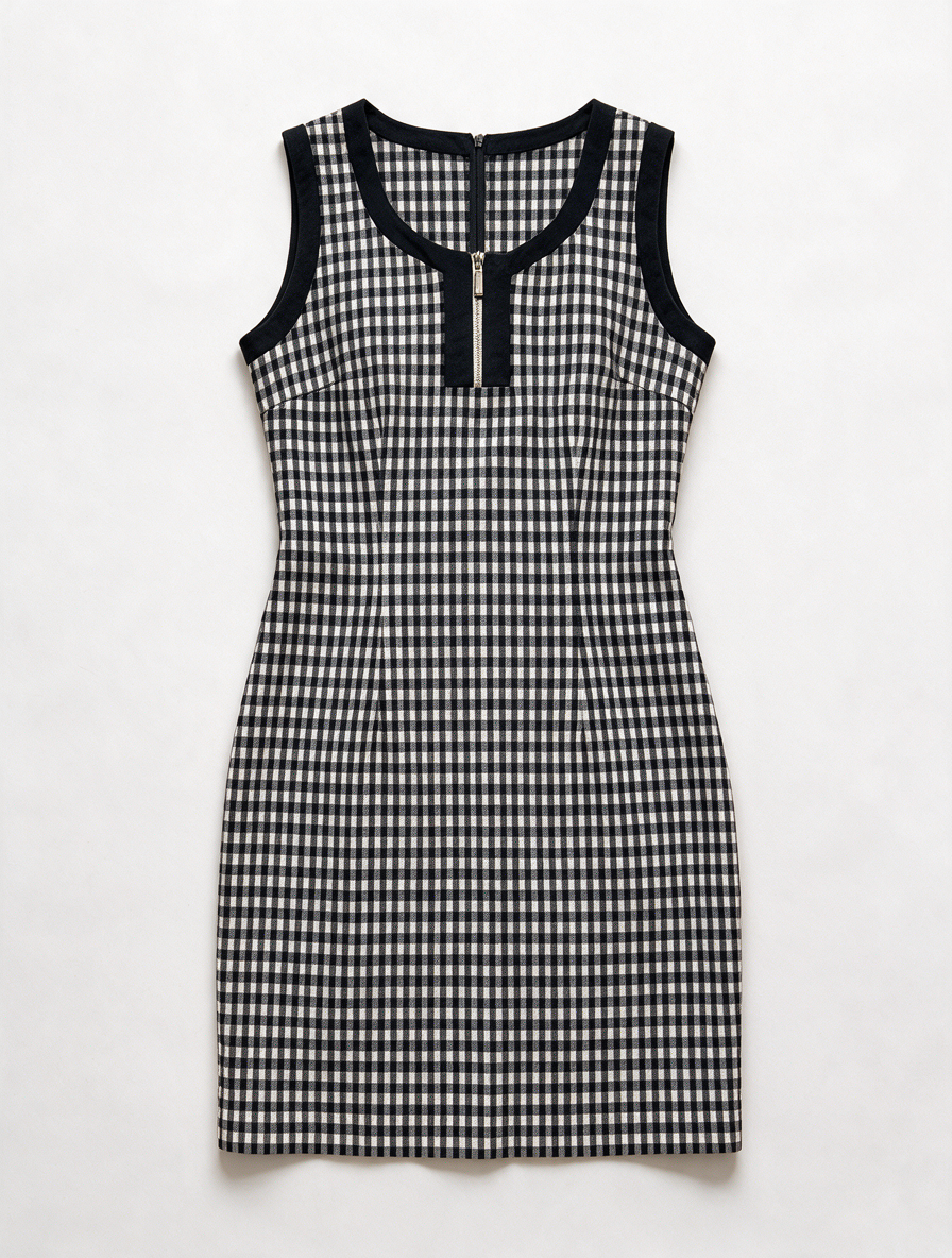 Caroline Biss - Jurk - zwart-wit geruit, mouwloos, ritssluiting voor - L