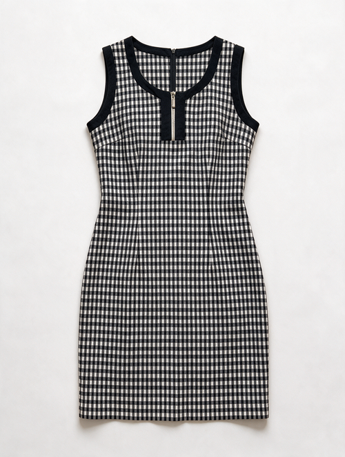 Caroline Biss - Jurk - zwart-wit geruit, mouwloos, ritssluiting voor - L
