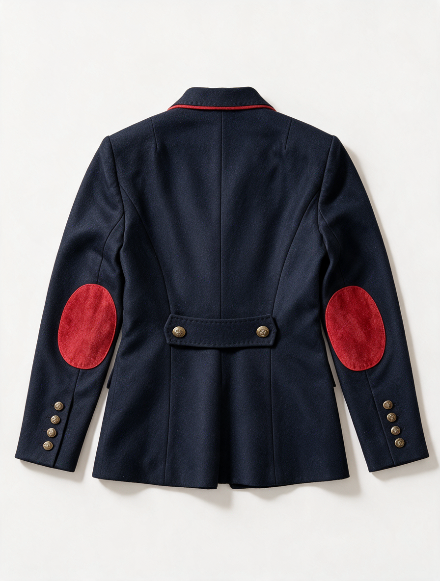 signora M. - Blazer - donkerblauw, rode biezen, goudkleurige knopen