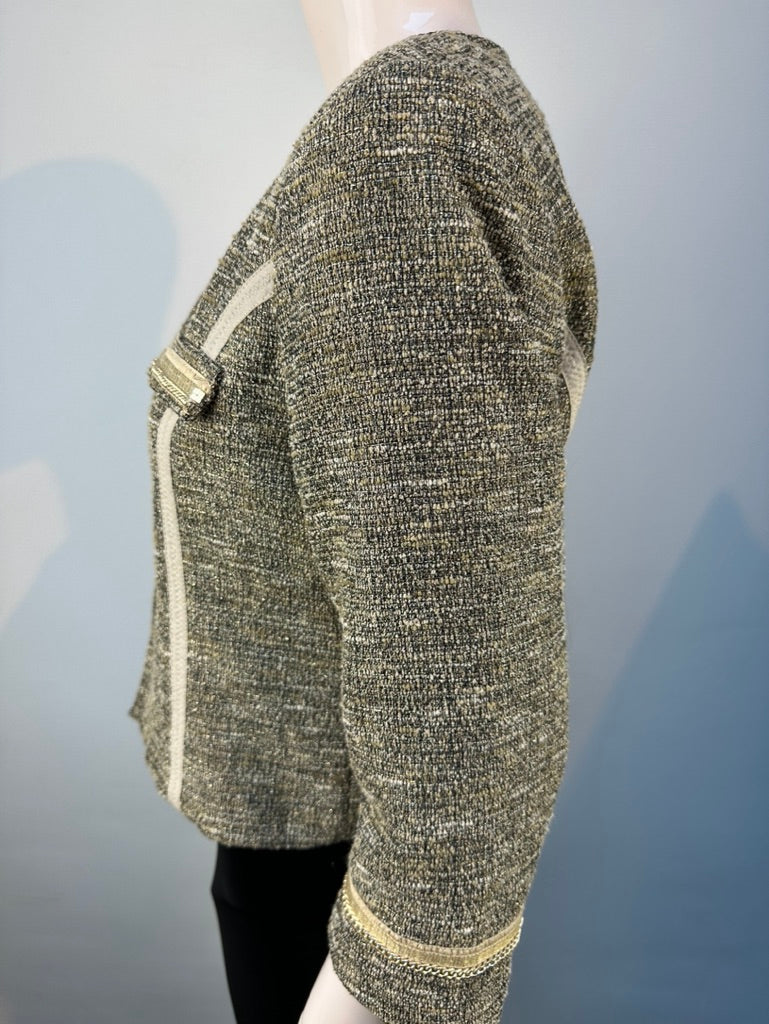 Blugirl Folies - Jas - gemêleerde tweed, goudkleurige accenten, getailleerd - M