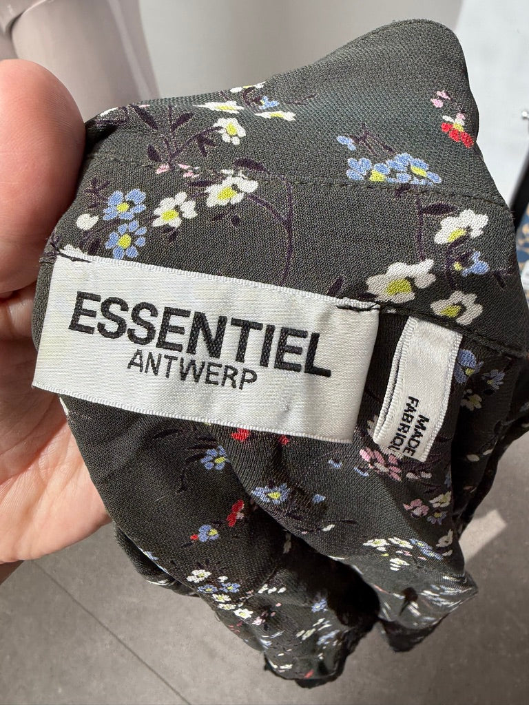 Essentiel Antwerp - Blouse - groen, bloemenprint, ruche - maat 40