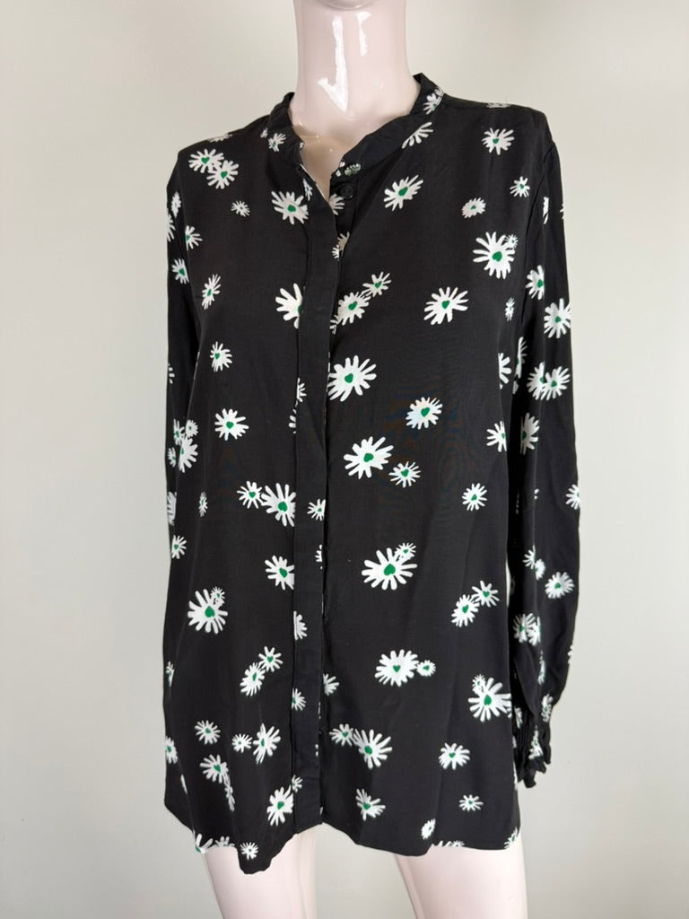 Fabienne Chapot - Blouse - zwart, madeliefjesprint, lange mouw - L