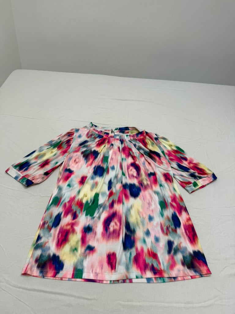 IN FRONT - Blouse - meerkleurig, abstract bloemenpatroon, halflange mouwen - S
