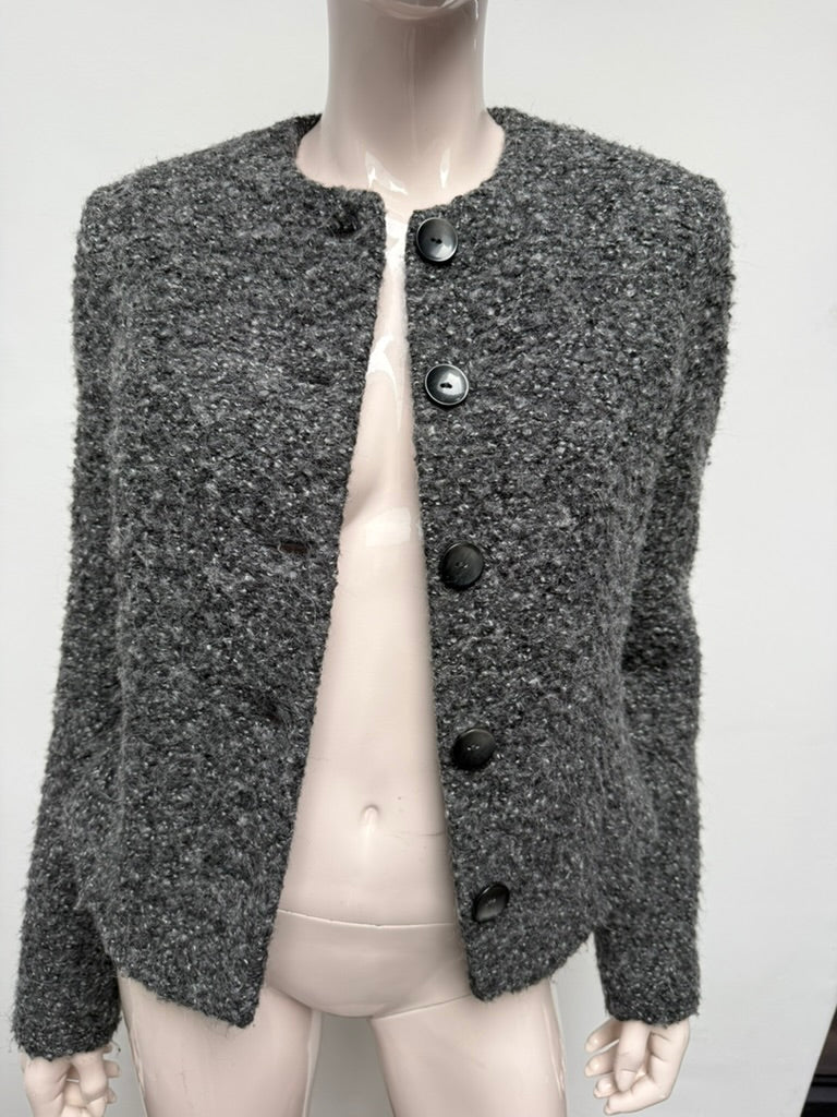 Claudia Sträter - Blazer - grijs, boucléstof, knoopsluiting - S